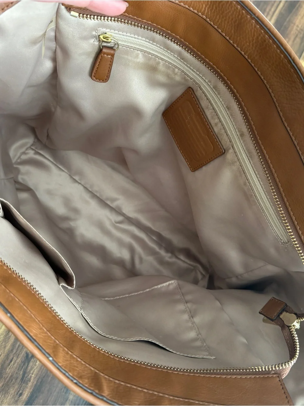Coach Cognac Leather Tote with Gold Hardware EUC